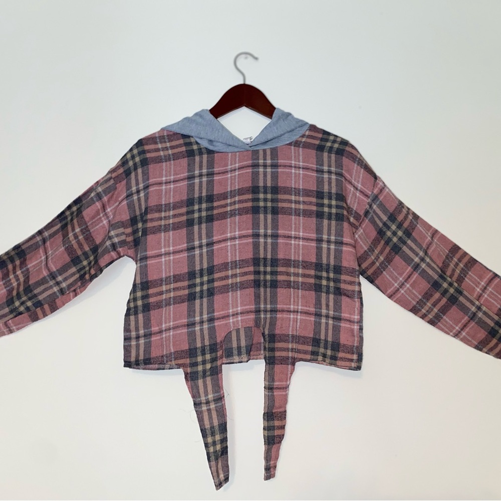 Plaid Pink and Gray Women's Sweater